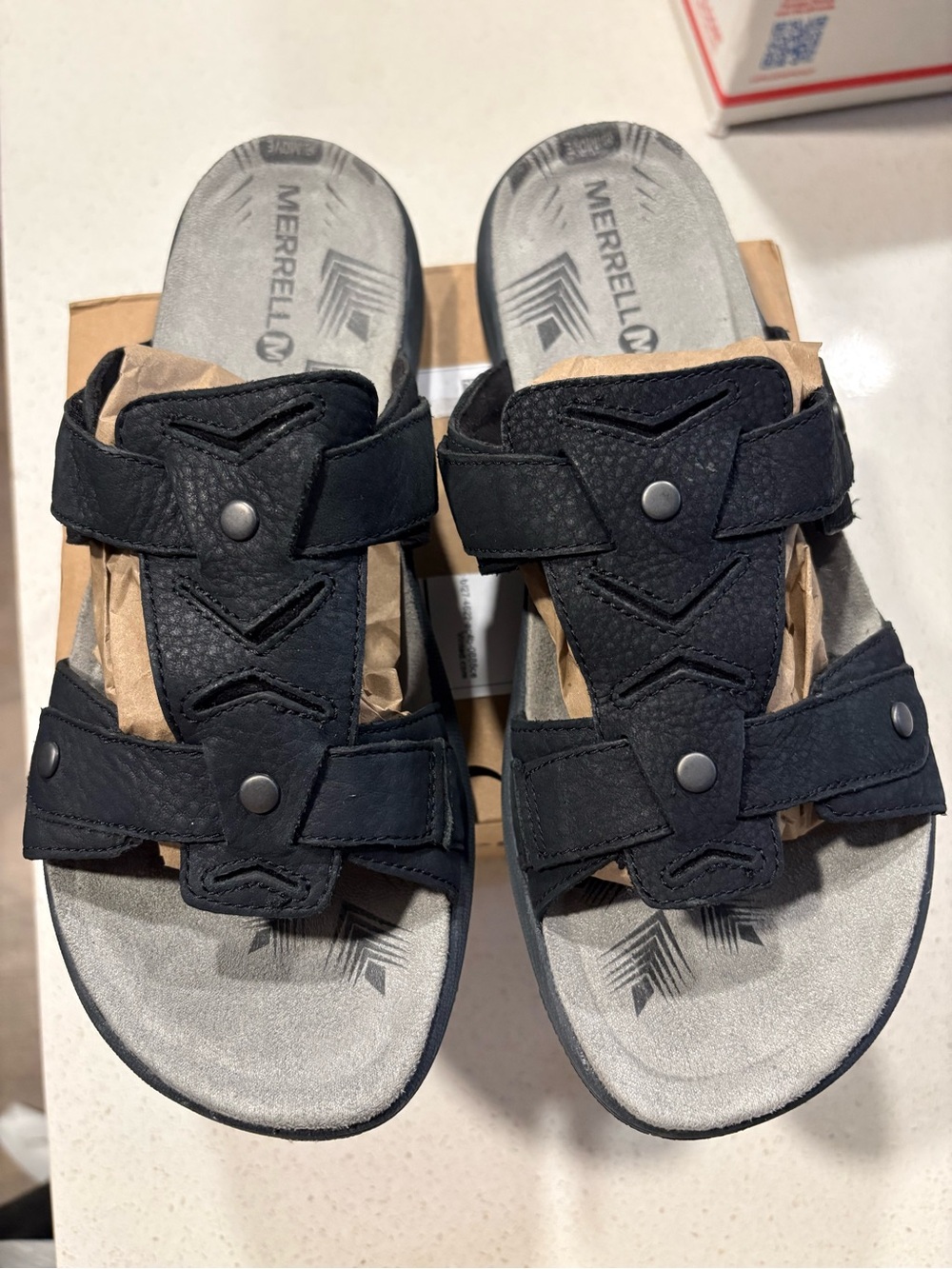 Merrell Black Double-Strap Slide Sandals
